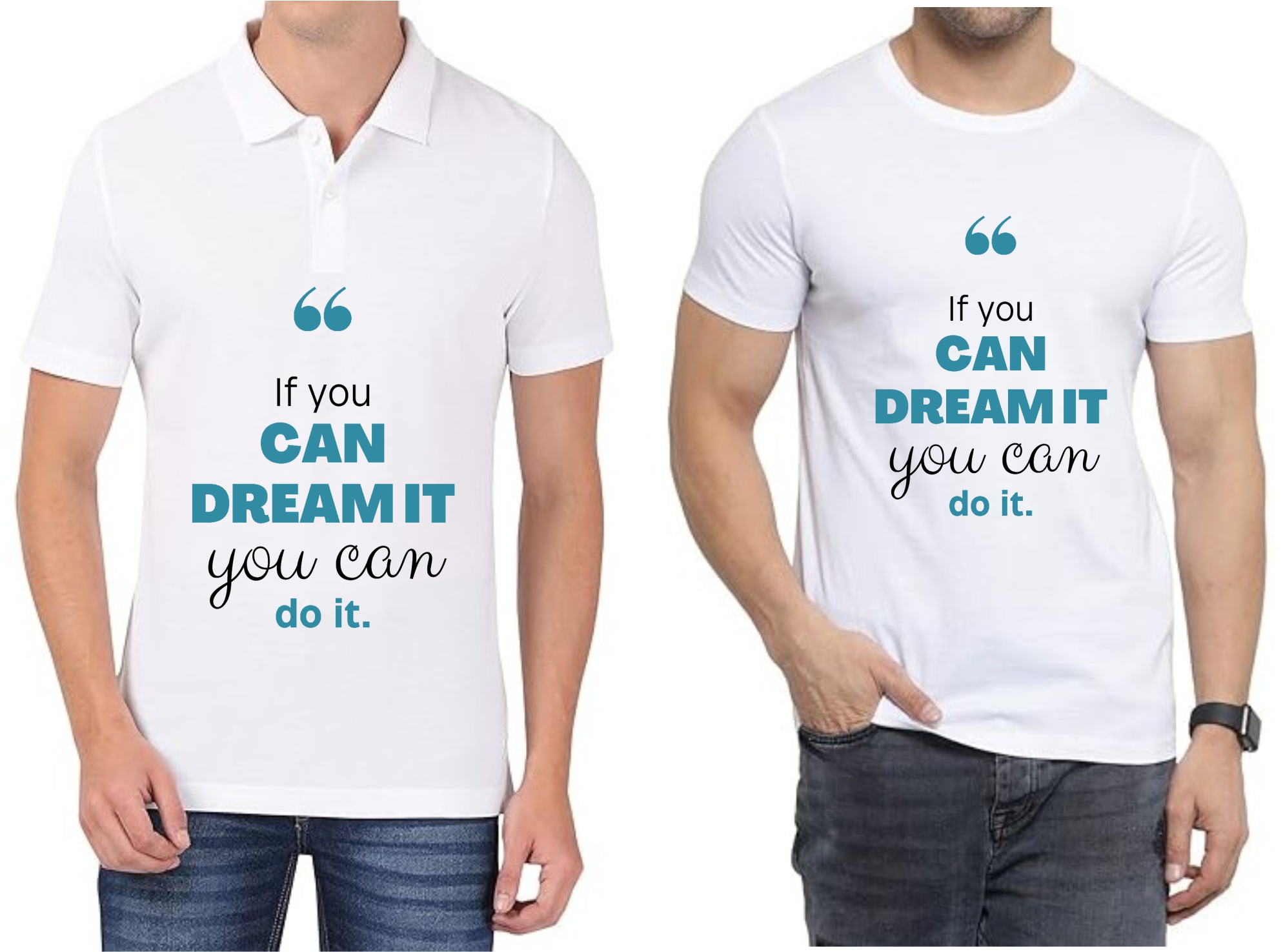 Dream It Do It Polo/ Round Neck Men White T-Shirt