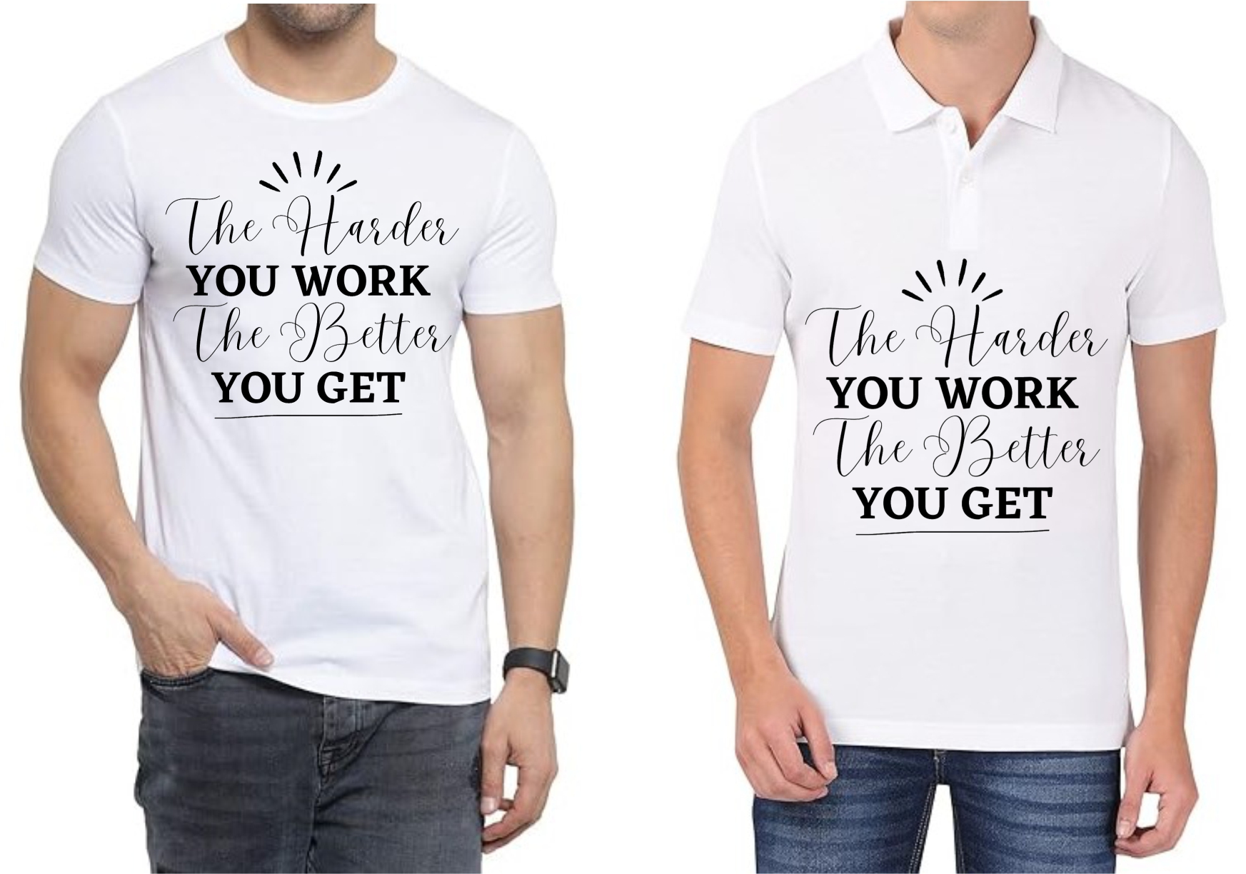 Harder Better Polo/ Round Neck Men White T-Shirt