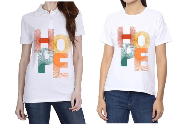 Hope Polo/ Round Neck Women White T-Shirt