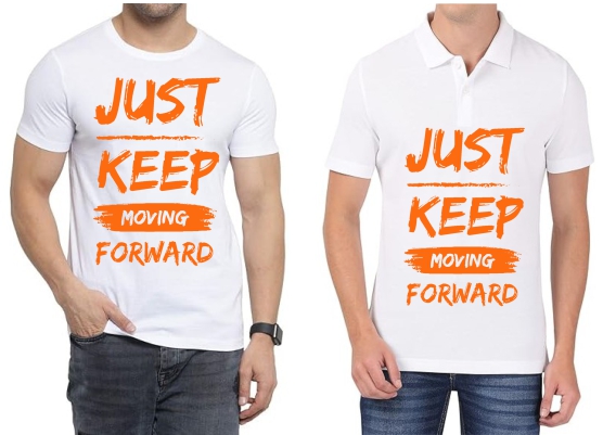 Just Keep Moving Forward Polo/ Round Neck Men White T-Shirt