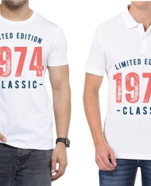 Limited Edition 1974 Polo/ Round Neck Men White T-Shirt