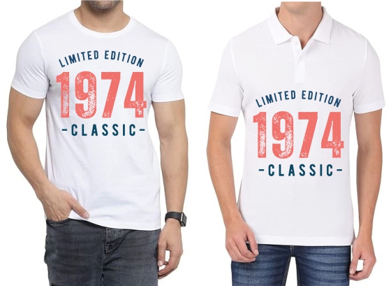 Limited Edition 1974 Polo/ Round Neck Men White T-Shirt