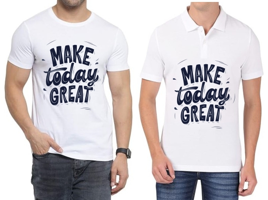 Make Today Great Polo/ Round Neck Men White T-Shirt