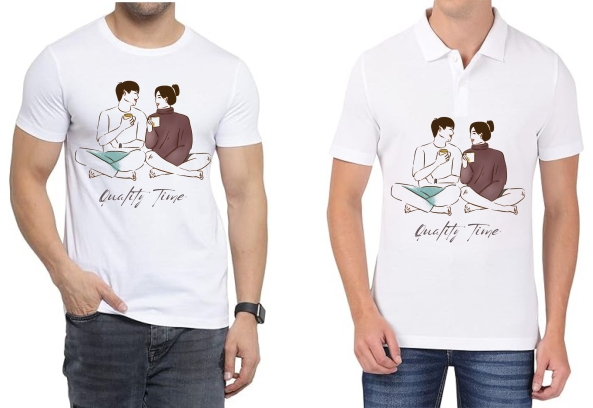 Quality Time Polo/ Round Neck Men White T-Shirt