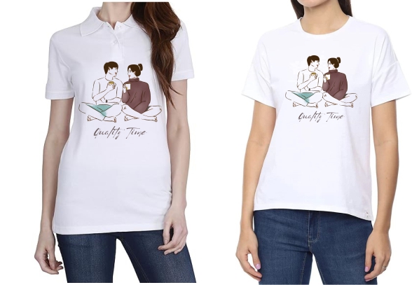 Quality Time Polo/ Round Neck Women White T-Shirt
