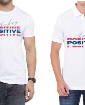 Thinking Positive Polo/ Round Neck Men White T-Shirt
