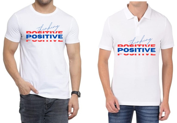Thinking Positive Polo/ Round Neck Men White T-Shirt