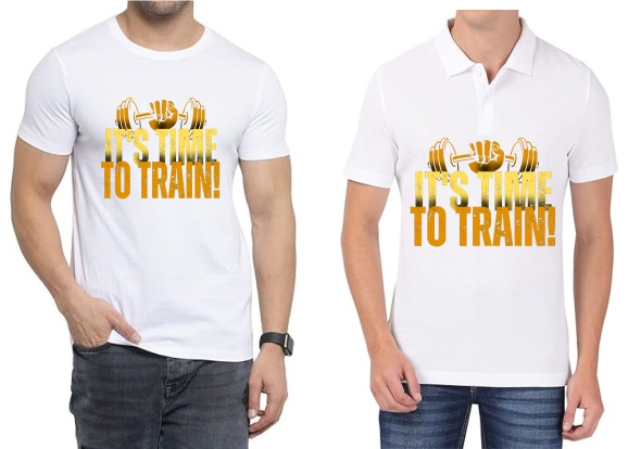 Time to Train Polo/ Round Neck Men White T-Shirt