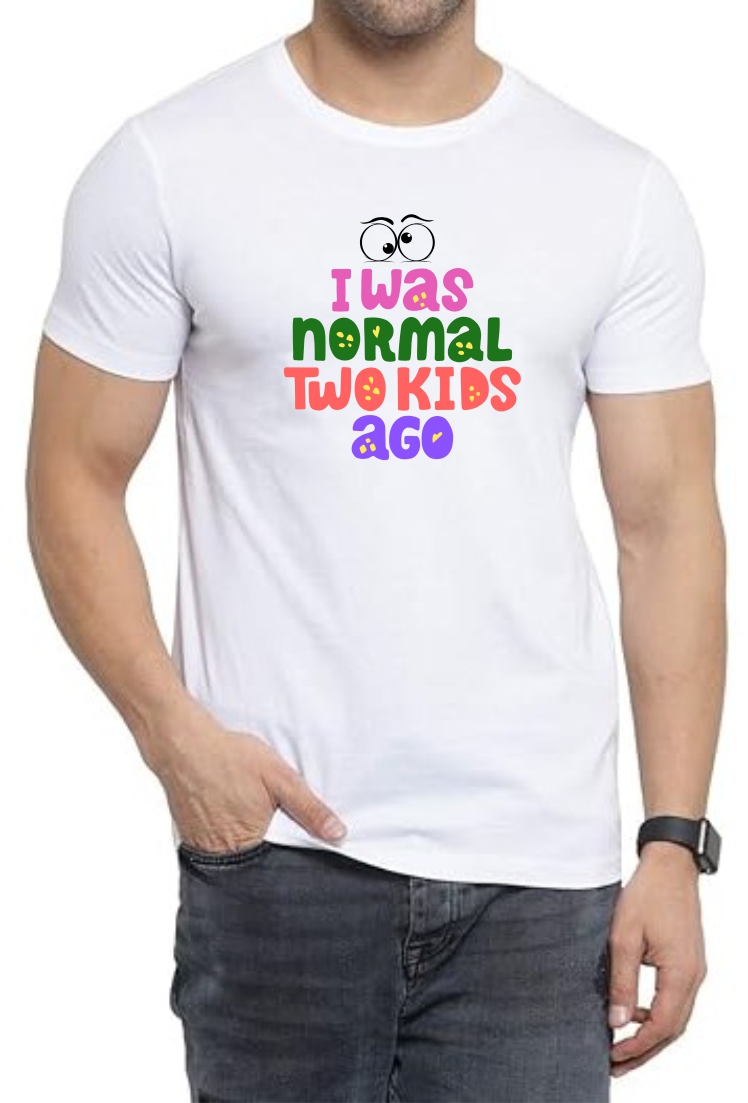 2 Kids Ago (Green) Round Neck Men White T-Shirt