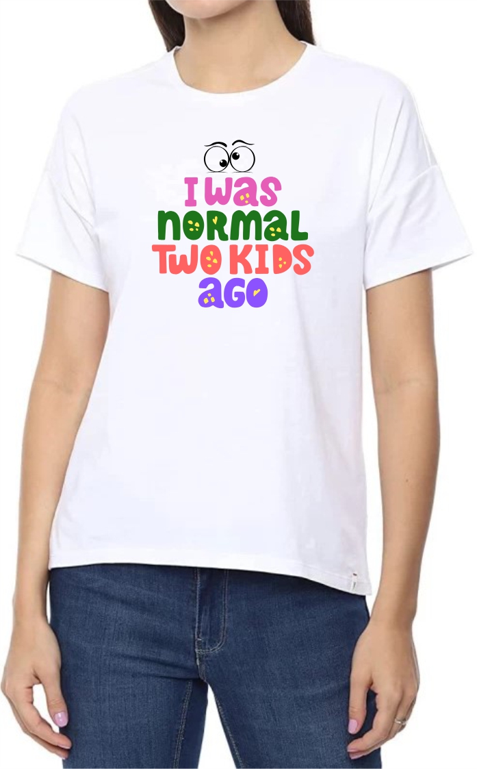 2 Kids Ago (Green) Round Neck Women White T-Shirt