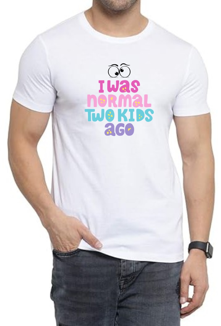 2 Kids Ago (Pink) Round Neck Men White T-Shirt