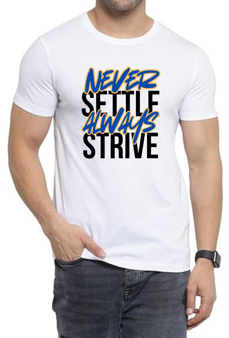 AlwaysStrive (BLU) Round Neck Men White T-Shirt