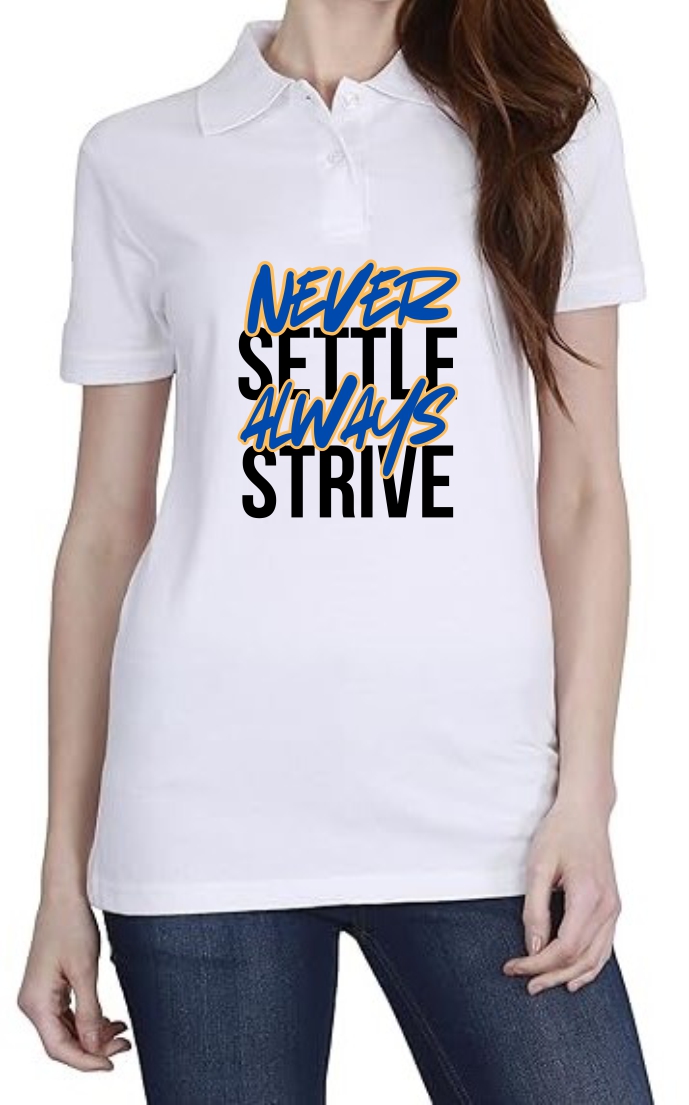 AlwaysStrive (BLU) Polo Women White T-Shirt