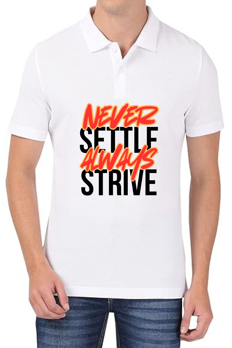 Always Strive (ORA) Polo Men White T-Shirt