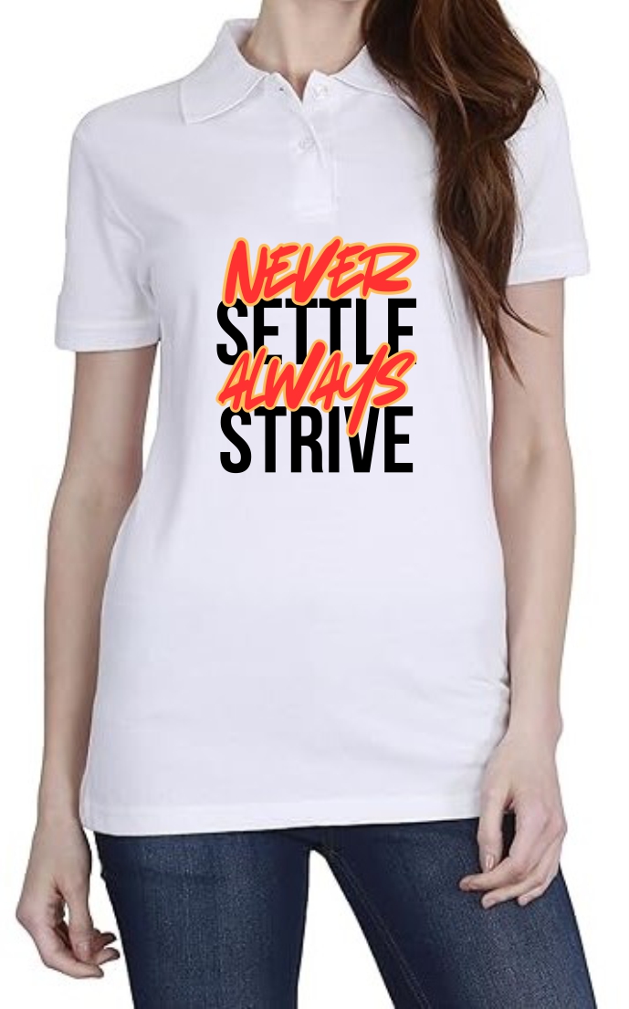 Always Strive (ORA) Polo Women White T-Shirt