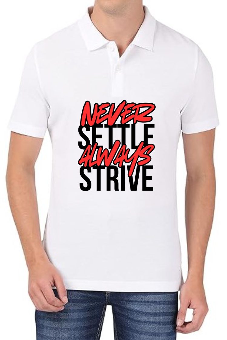 Always Strive (RED) Polo Men White T-Shirt