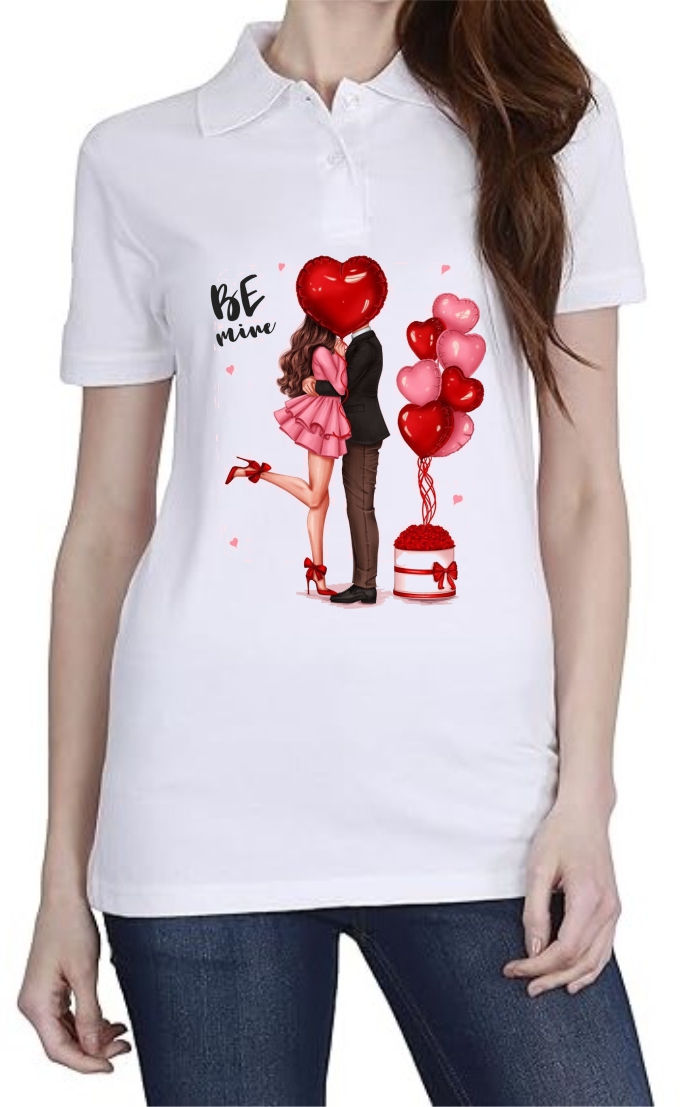 Be Mine Polo Women White T-Shirt
