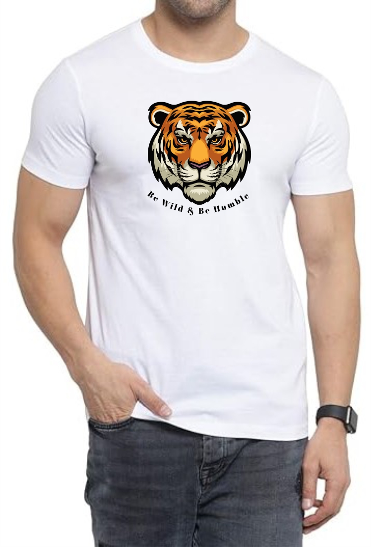 Be Wild Round Neck Men White T-Shirt