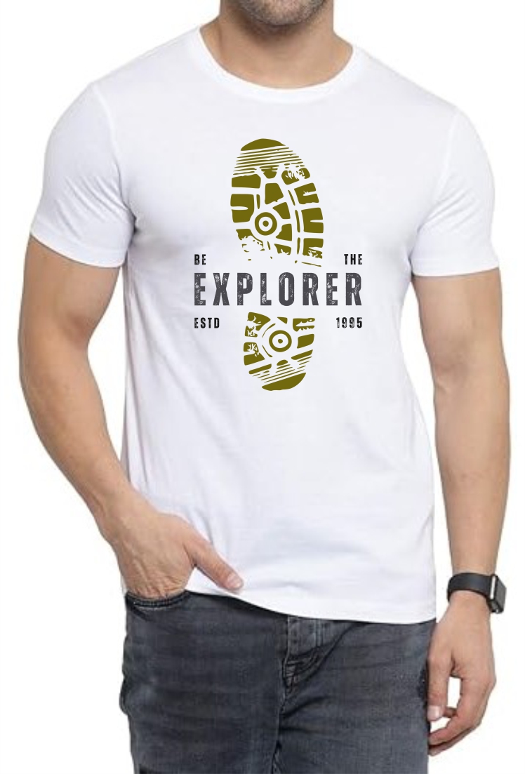 Be The Explorer Round Neck Men White T-Shirt