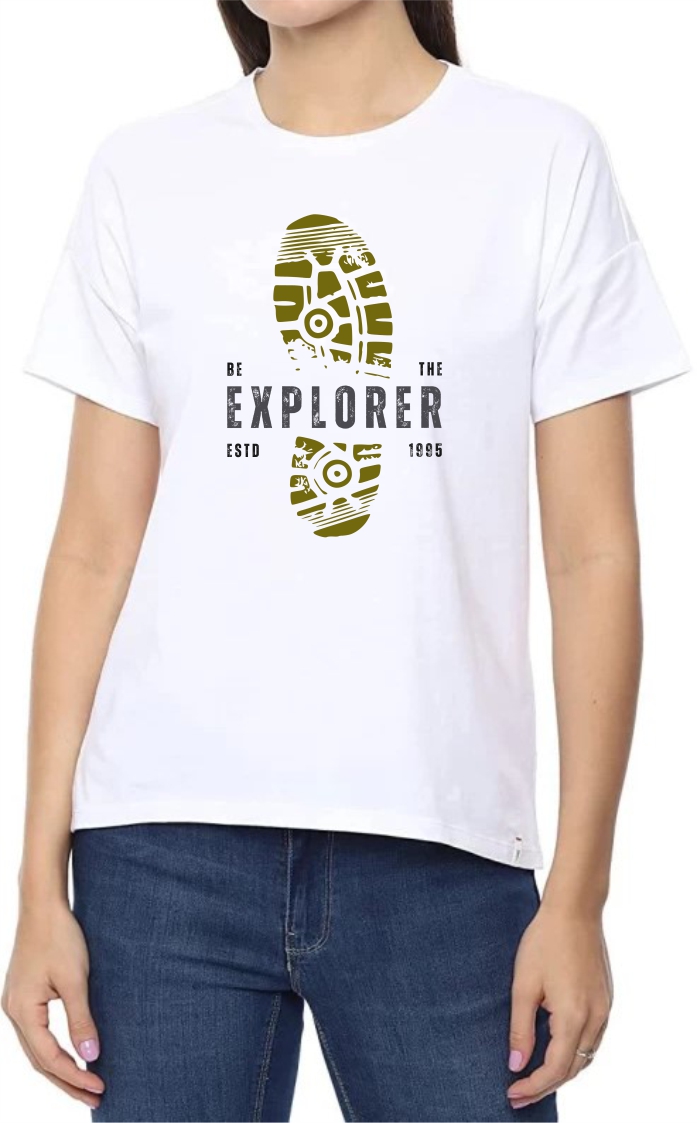 Be The Explorer Round Neck Women White T-Shirt