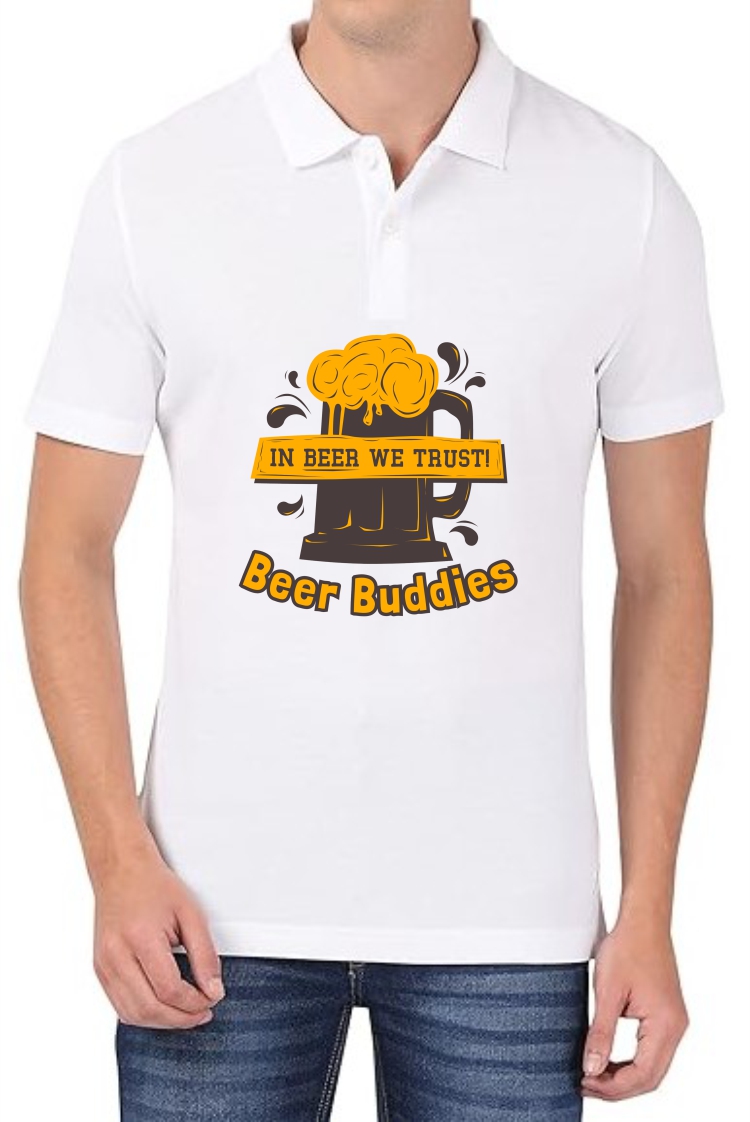 Beer Buddies Polo Men White T-Shirt