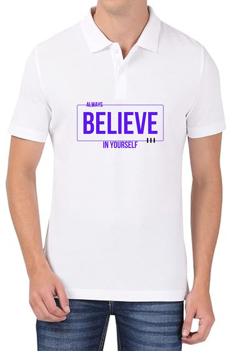 Believe in Urself (BLU) Polo Men White T-Shirt