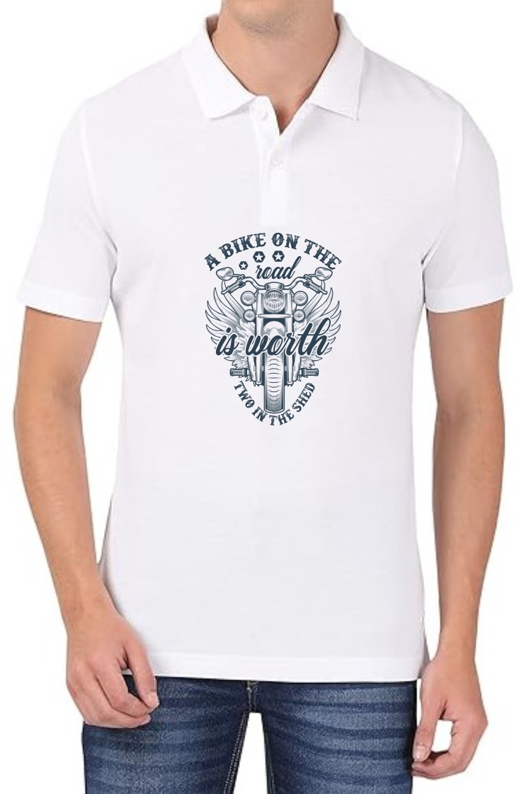 Bike Is Worth Polo Men White T-Shirt