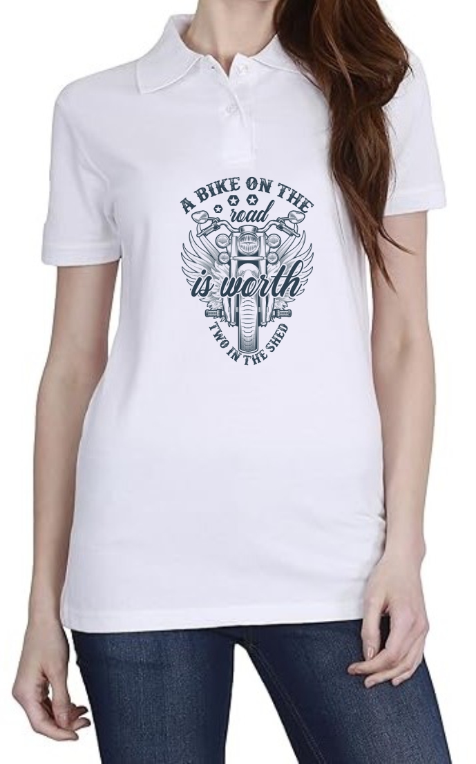 Bike Is Worth Polo Women White T-Shirt