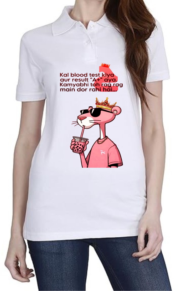 Blood Test Polo Women White T-Shirt