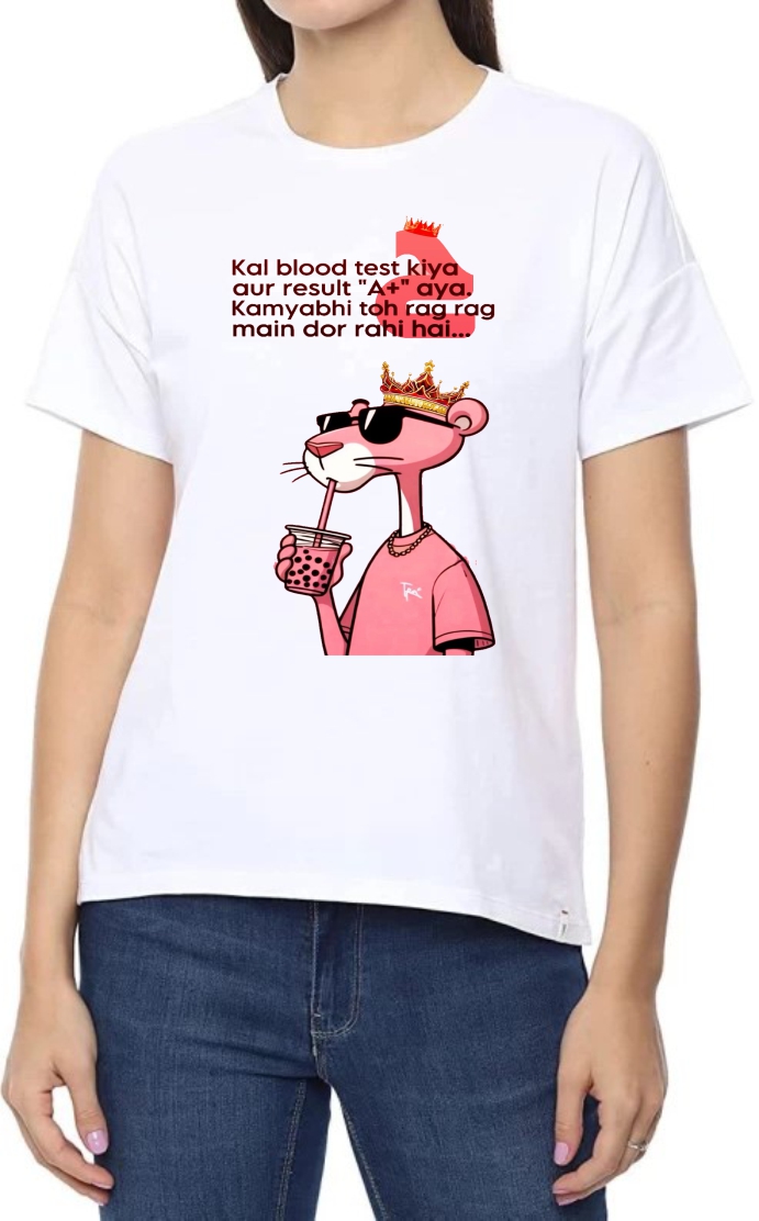 Blood Test Round Neck Women White T-Shirt