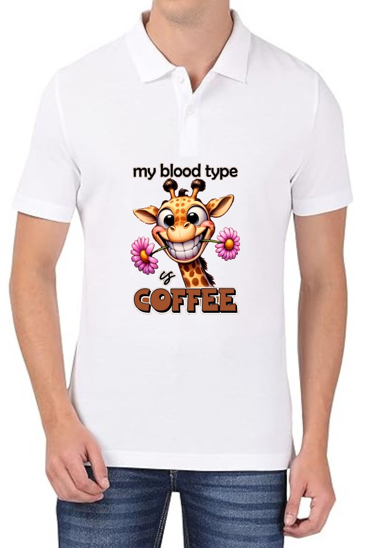 Blood Type Polo Men White T-Shirt