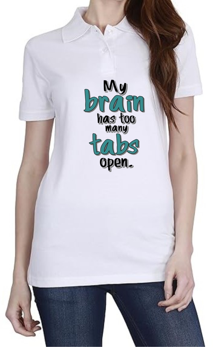 Brain Tabs Polo Women White T-Shirt