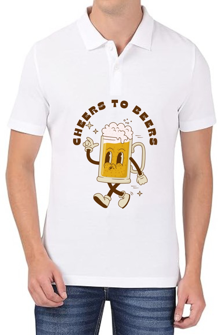 Cheers to Beers Polo Men White T-Shirt