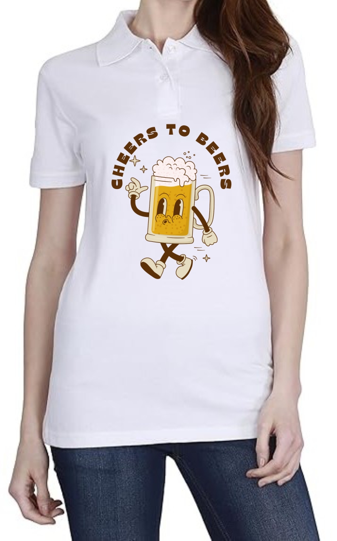 Cheers to Beers Polo Women White T-Shirt