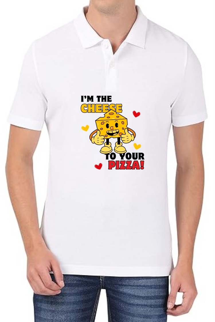 Cheese to Pizza1 Polo Men White T-Shirt