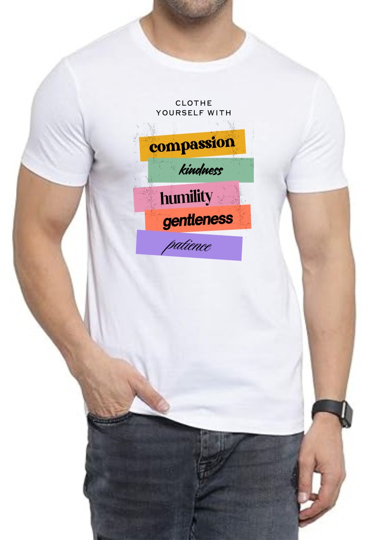 Clothe Urself Round Neck Men White T-Shirt