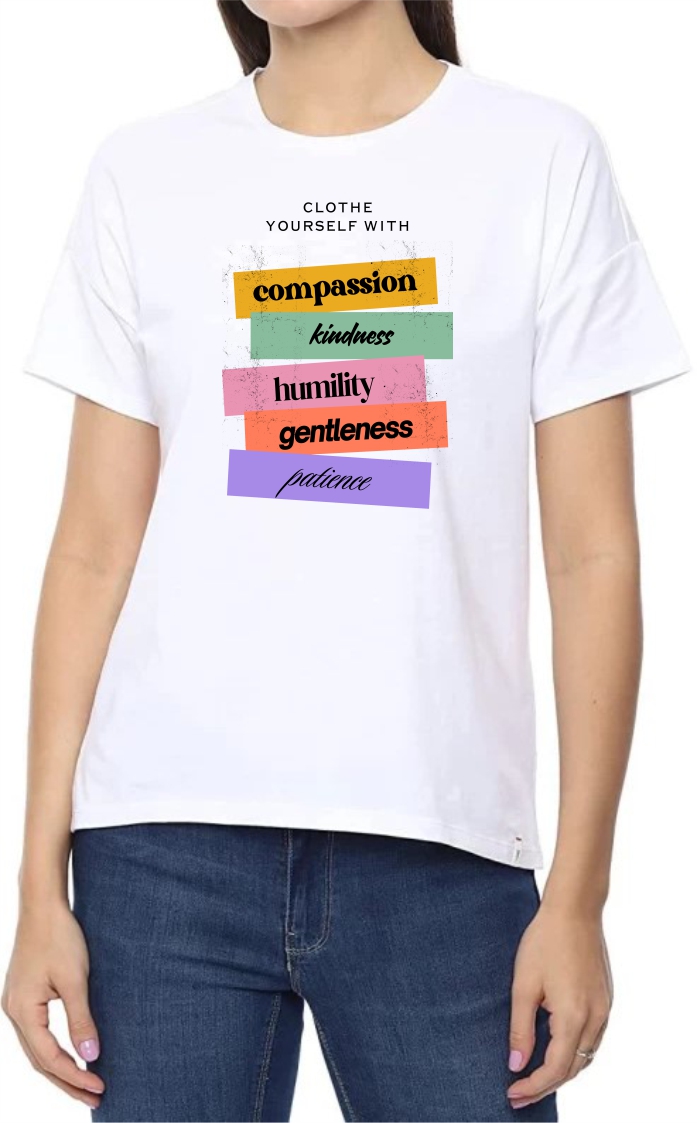 Clothe Urself Round Neck Women White T-Shirt