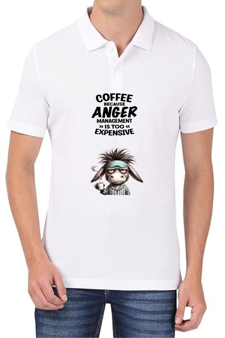 Coffee Anger Mgmt Polo Men White T-Shirt