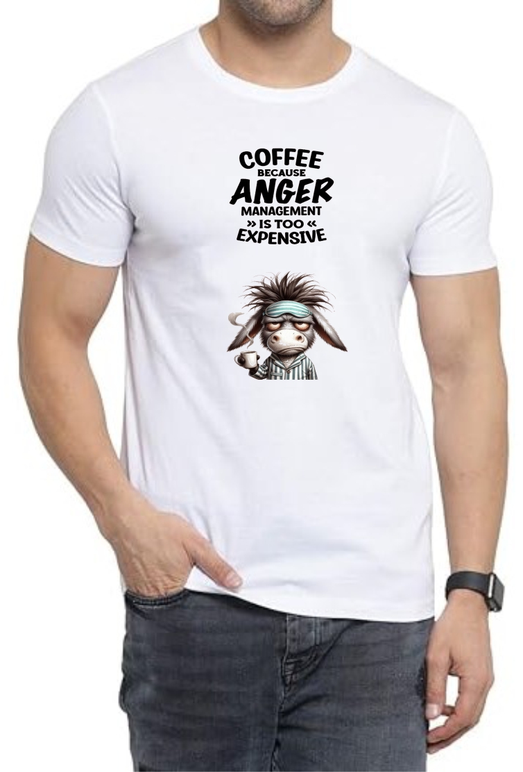 Coffee Anger Mgmt Round Neck Men White T-Shirt