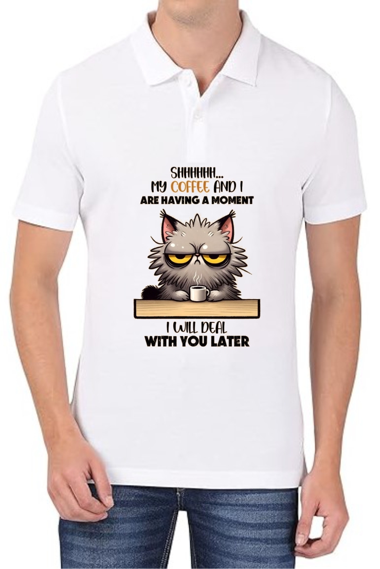 Coffee Deal Later Polo Men White T-Shirt