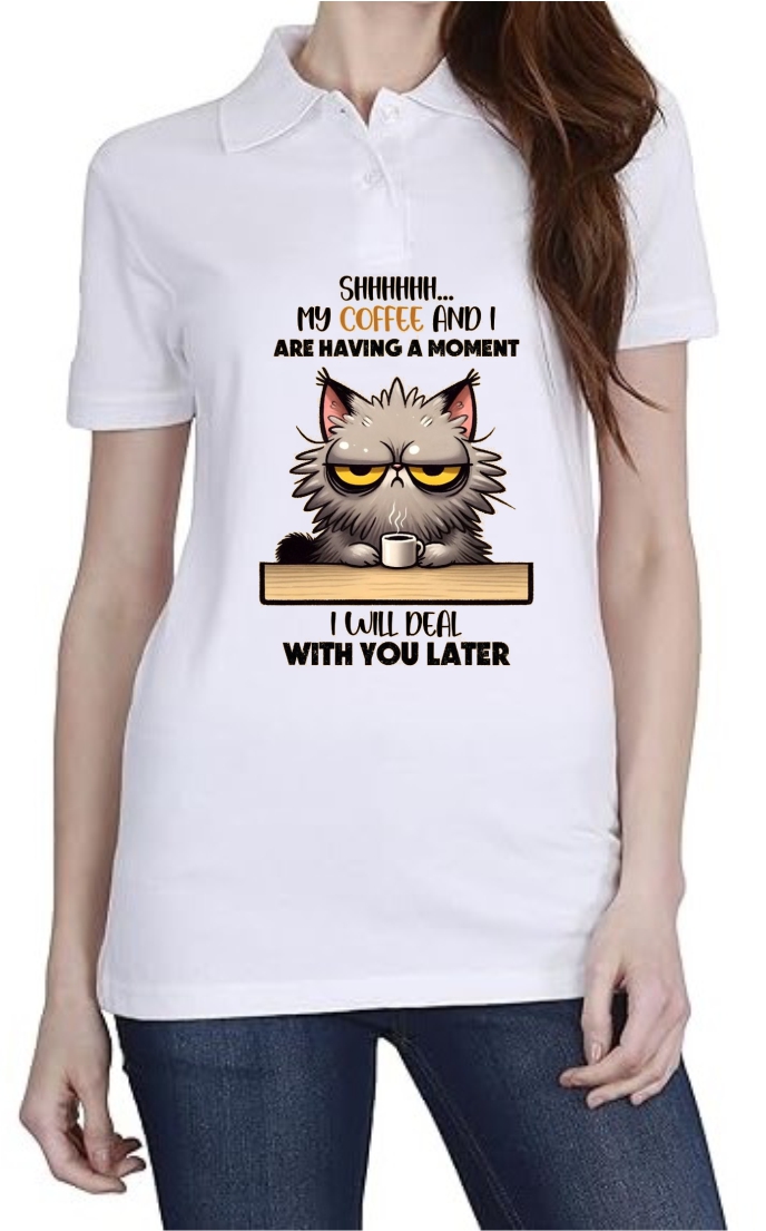 Coffee Deal Later Polo Women White T-Shirt