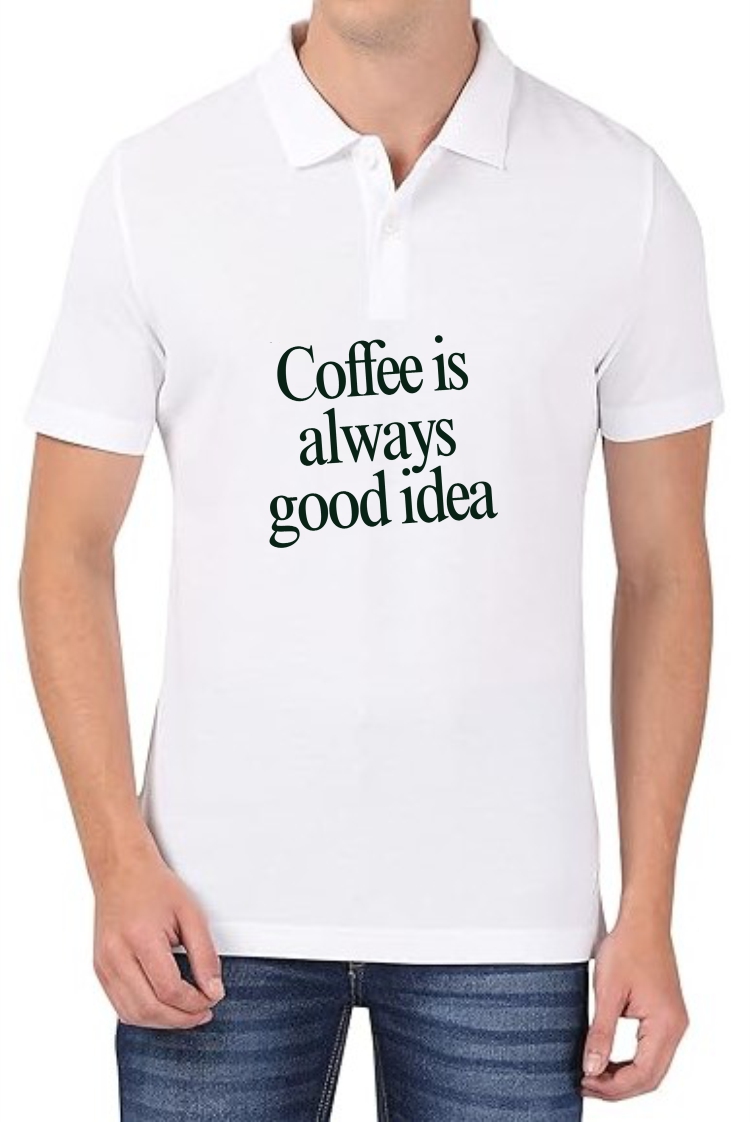 Coffee Good Idea Polo Men White T-Shirt