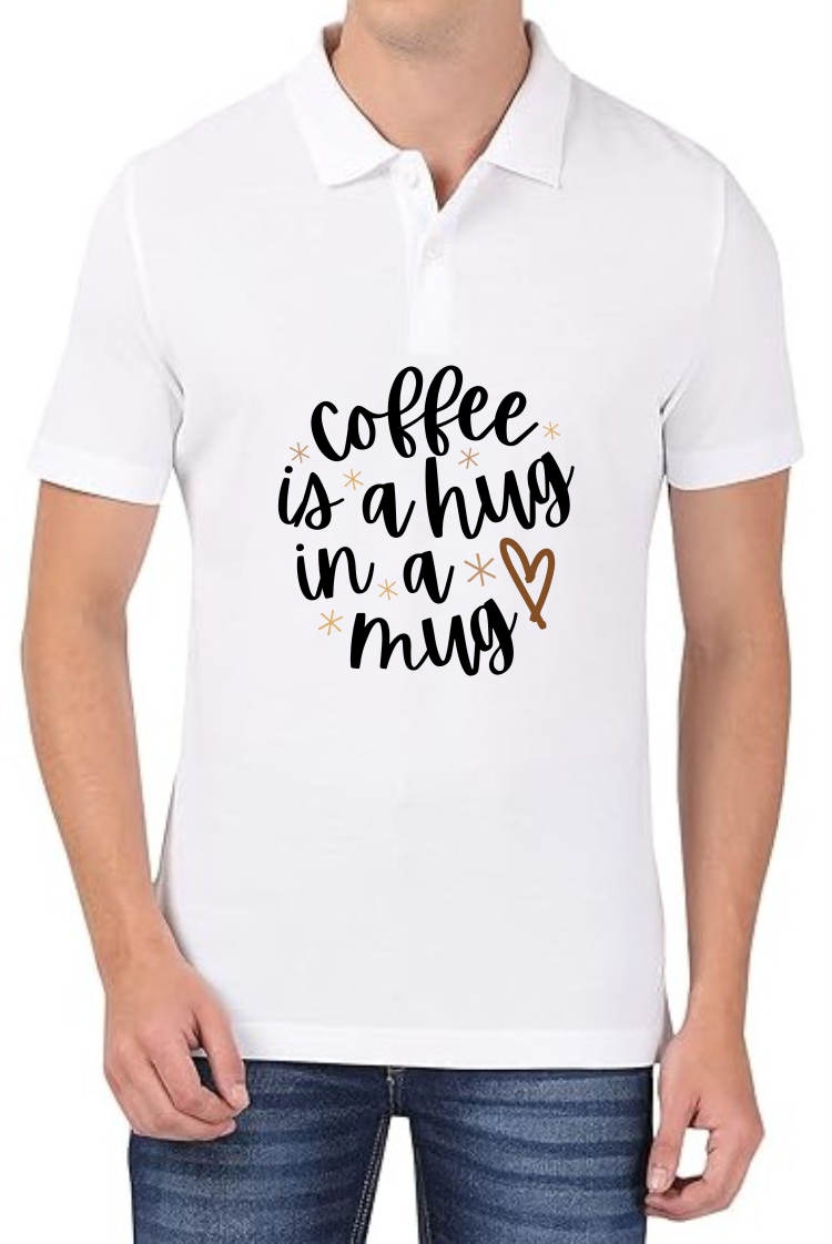 Coffee is Hug (BLK) Polo Men White T-Shirt