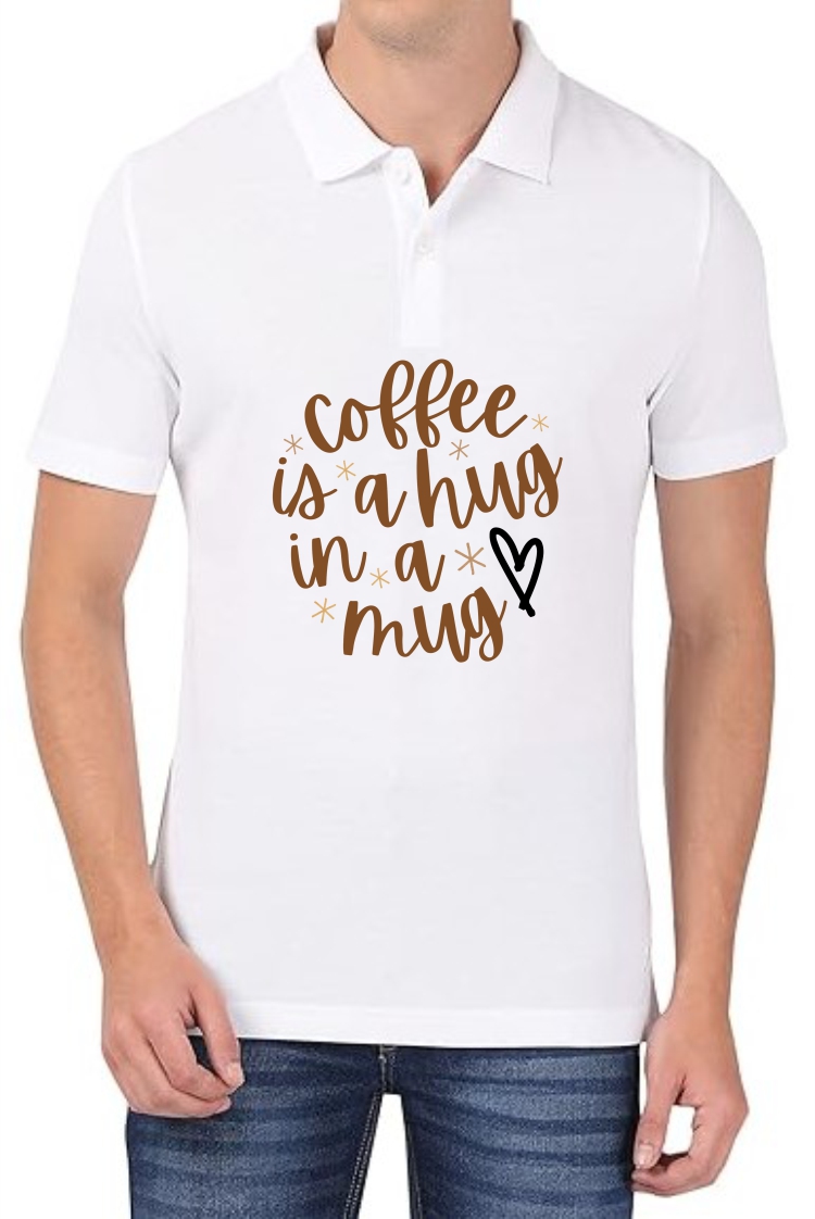 Coffee is Hug (BRO) Polo Men White T-Shirt