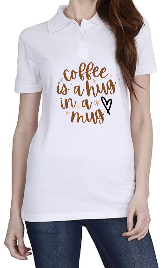 Coffee is Hug (BRO) Polo Women White T-Shirt