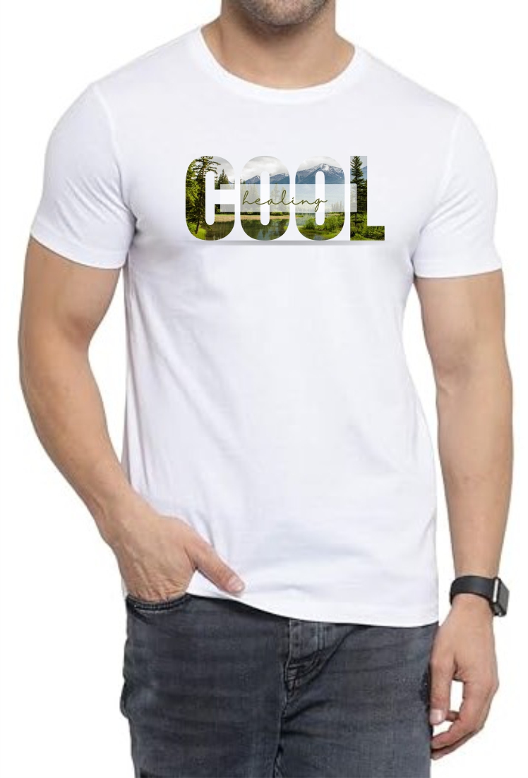 Cool Healing Round Neck Men White T-Shirt