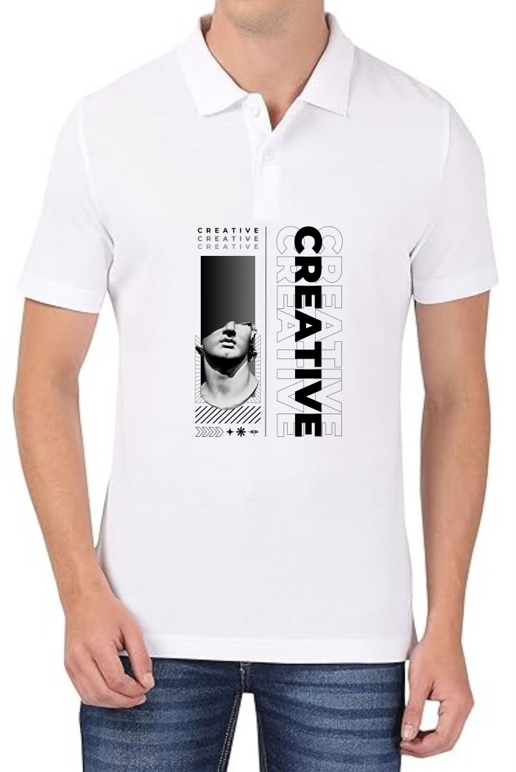 Creative (BLK) Polo Men White T-Shirt