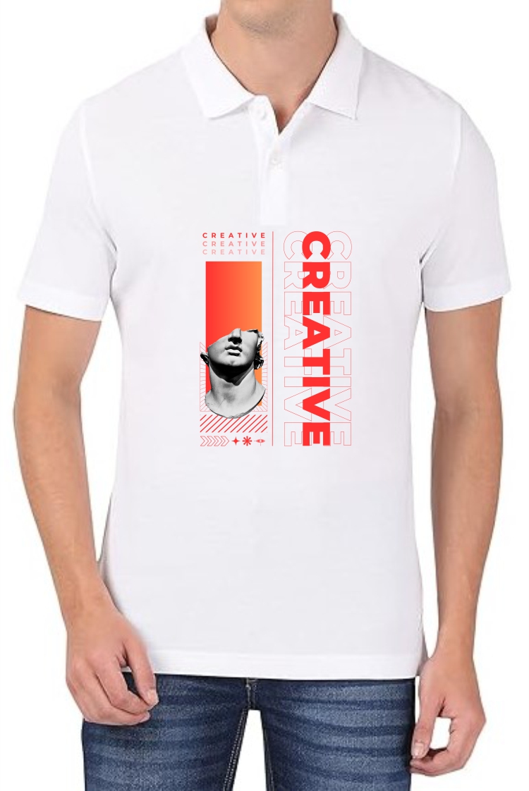 Creative (RED) Polo Men White T-Shirt
