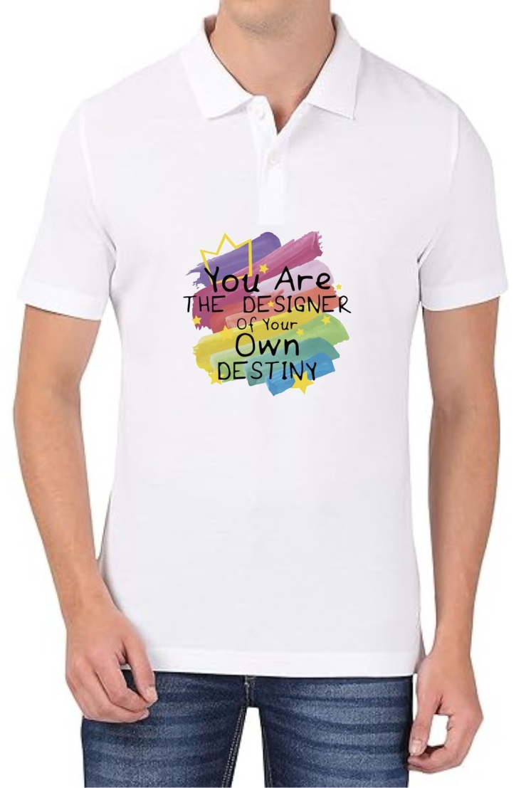 Designer Destiny Polo Men White T-Shirt
