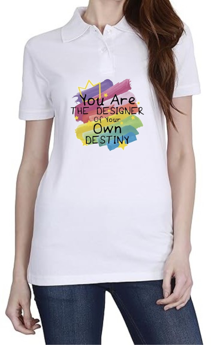 Designer Destiny Polo Women White T-Shirt